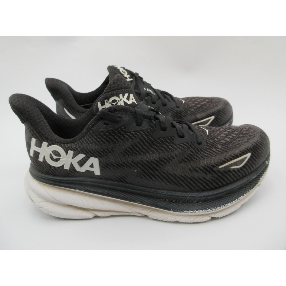 Hoka One One Clifton 9 Wide Shoes Womens Size 8 Black Running Sneakers Athletic